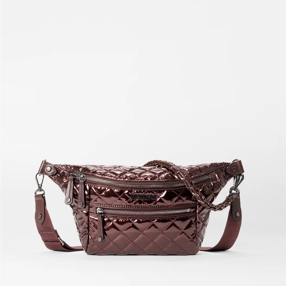 MZ Wallace Handbags - MZ Wallace Quilted Patent Bordeaux lacquer Crosby Crossbody Belt Bag